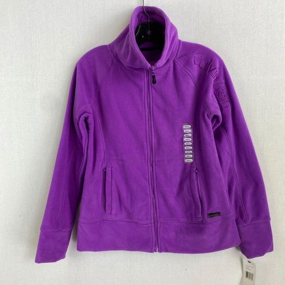 CALVIN KLEIN Purple Fleece Lined Zip Jacket NWT - Picture 1 of 9
